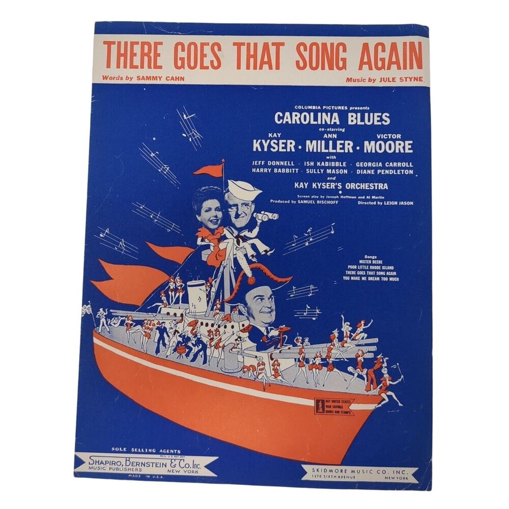 1944 Sheet Music There Goes That Song Again Carolina Blues Styne Cahn‎
